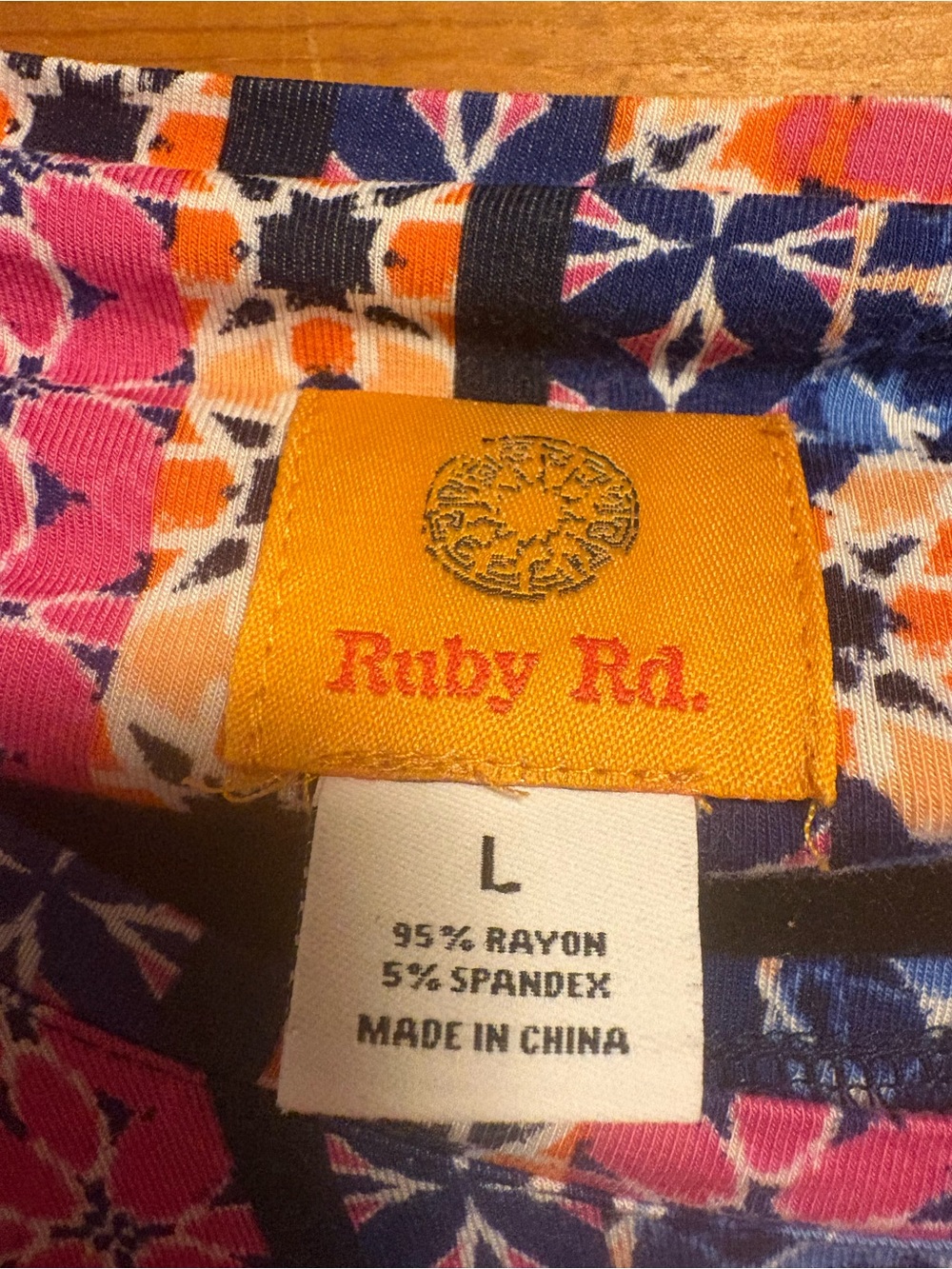 Ruby Rd. Navy Multi-Color Geometric Floral Long-Sleeve Top - Picture 3 of 4